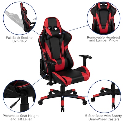 Flash Furniture 55" Gaming Desk with Red/Black Reclining Gaming Chair Set, Black (BLNX20D1904LRD)