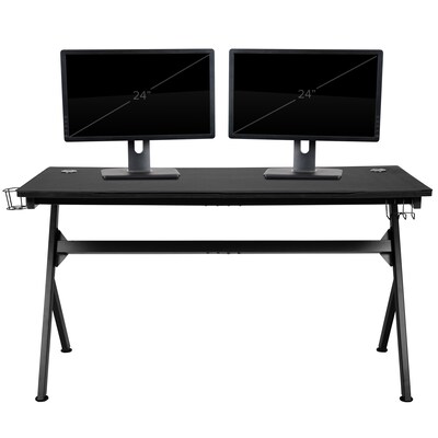 Flash Furniture 55" Gaming Desk with Red/Black Reclining Gaming Chair Set, Black (BLNX20D1904LRD)