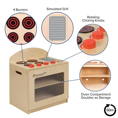 Flash Furniture Children's Wooden Kitchen Stove for Commercial or Home Use - Safe, Kid Friendly Design (MKDP001)