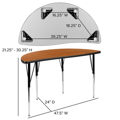 Flash Furniture Emmy Oval Wave Activity Table Set, 47.5" x 76", Height Adjustable, Oak/Black (XUG16C304C48OTA)