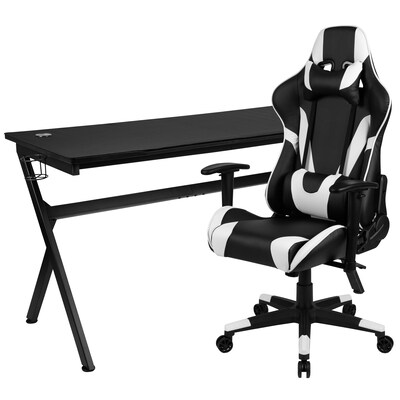Flash Furniture 55 Gaming Desk with Black Reclining Gaming Chair Set, Black (BLNX20D1904LBK)