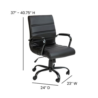 Flash Furniture Whitney Ergonomic LeatherSoft Swivel Mid-Back Executive Office Chair, Black/Black (GO2286MBKBK)