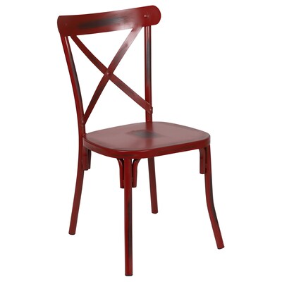 Flash Furniture Modern Metal Dining Chair, Distressed Red (XUDG60699REDD)