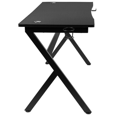 Flash Furniture 55"W 55" x 24" Extra Large Gaming Desk with Headphone Hook and Cup Holder, Black (NANTGD1904L)