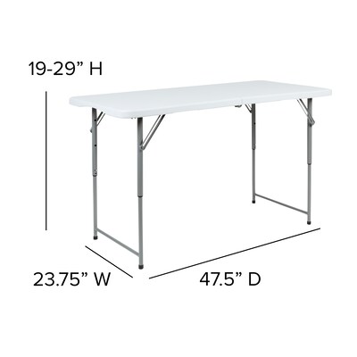 Flash Furniture Kathryn Folding Table, 47.5" x 23.75", Granite White (RB2448ADJ2)