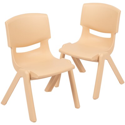 Flash Furniture Plastic Student Stacking Chair, Natural, 2-Pieces (2YUYCX002NAT)