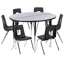 Flash Furniture Round Activity Table Set, Height Adjustable, Grey/Black (XUG16CHA48HCGTA)