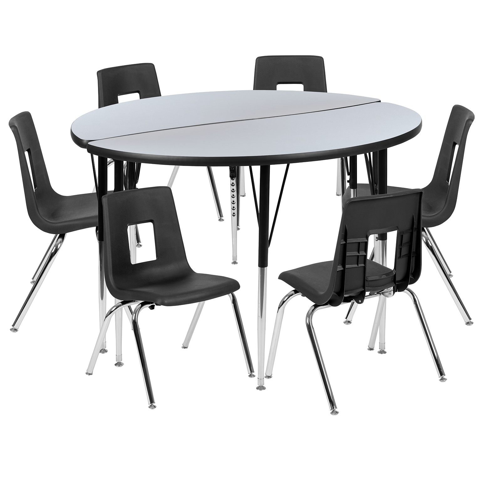 Flash Furniture Emmy 48 Round Activity Table Set, Height Adjustable, Gray/Black (XUG16CHA48HCGTA)