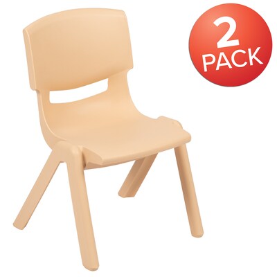 Flash Furniture Plastic School Chair with 10.5" Seat Height, Natural, 2-Pieces (2YUYCX003NAT)