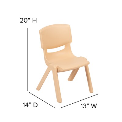 Flash Furniture Plastic School Chair with 10.5" Seat Height, Natural, 2-Pieces (2YUYCX003NAT)