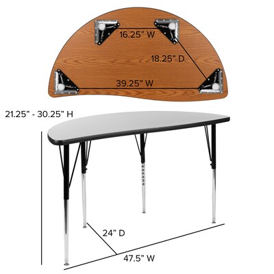 Flash Furniture Emmy 48" Round Activity Table Set, Height Adjustable, Gray/Black (XUG16CHA48HCGTA)