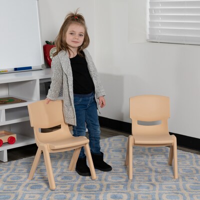 Flash Furniture Plastic School Chair with 10.5" Seat Height, Natural, 2-Pieces (2YUYCX003NAT)