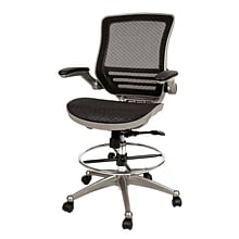 Flash Furniture Mesh Mid-Back Drafting Stool with Lumbar Support, Black/Graphite Silver (BLLB8801XDB