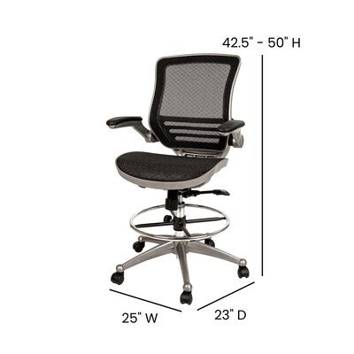 Flash Furniture Mesh Mid-Back Drafting Stool with Lumbar Support, Black/Graphite Silver (BLLB8801XDBKGR)