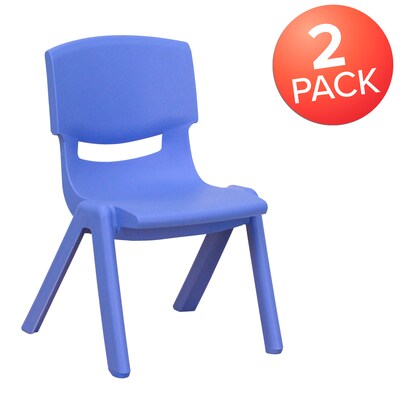 Flash Furniture Plastic School Chair with 10.5" Seat Height, Blue, 2-Pieces (2YUYCX003BLUE)