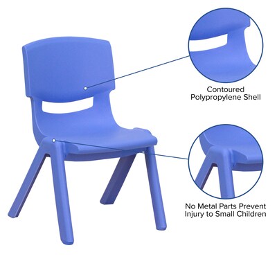 Flash Furniture Plastic School Chair with 10.5" Seat Height, Blue, 2-Pieces (2YUYCX003BLUE)