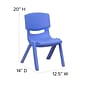 Flash Furniture Plastic School Chair with 10.5" Seat Height, Blue, 2-Pieces (2YUYCX003BLUE)