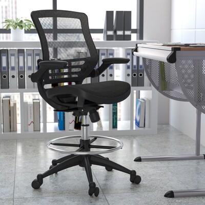 Flash Furniture Mesh Mid-Back Drafting Stool with Lumbar Support, Black (BLLB8801XDBLK)