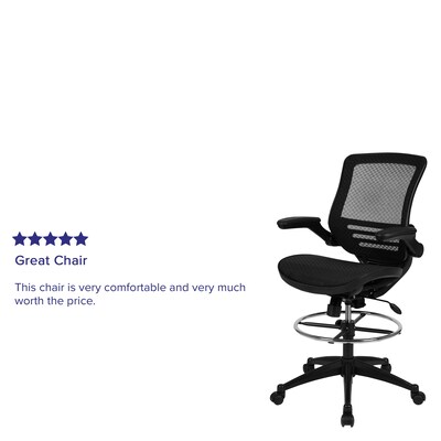 Flash Furniture Mesh Mid-Back Drafting Stool with Lumbar Support, Black (BLLB8801XDBLK)