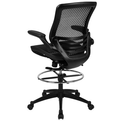 Flash Furniture Mesh Mid-Back Drafting Stool with Lumbar Support, Black (BLLB8801XDBLK)