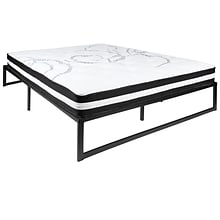 Flash Furniture Louis 14 Inch Metal Platform Bed Frame with 10 Inch Pocket Spring Mattress, Queen (X