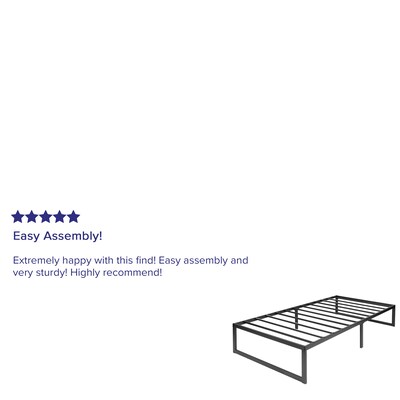 Flash Furniture Lana 14 Inch Metal Platform Bed Frame, Twin (XUBD10001T)
