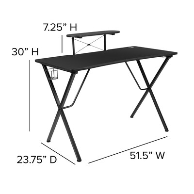 Flash Furniture 52"W Gaming Desk and Black Footrest Reclining Gaming Chair Set, Black (BLNX30RSG1031BK)