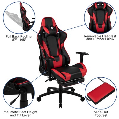 Flash Furniture 55"W Gaming Desk and Red Footrest Reclining Gaming Chair Set, Black (BLNX30D1904LRD)