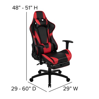Flash Furniture 55"W Gaming Desk and Red Footrest Reclining Gaming Chair Set, Black (BLNX30D1904LRD)