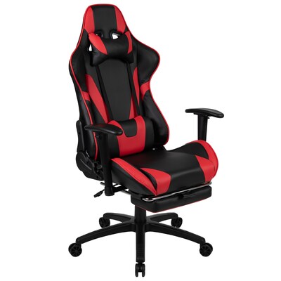 Flash Furniture 55"W Gaming Desk and Red Footrest Reclining Gaming Chair Set, Black (BLNX30D1904LRD)