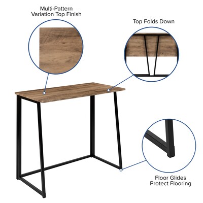 Flash Furniture 36"W Small Rustic Natural Home Office Folding Computer Desk, Wood Grain (JBYJ354D)