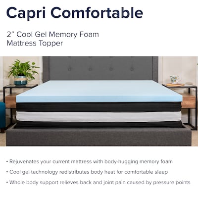 Flash Furniture Capri Comfortable Sleep 10 Inch Mattress & 2 inch Gel Memory Foam Topper Bundle, Queen (CLE230P102M35Q)