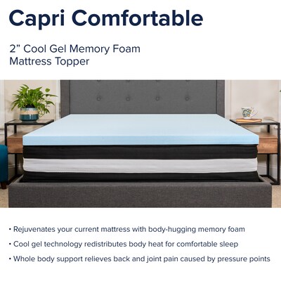 Flash Furniture Capri Comfortable Sleep 10 Inch Mattress & 2 inch Gel Memory Foam Topper Bundle, Queen (CLE230P102M35Q)