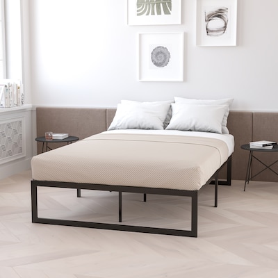 Flash Furniture Louis 14 Inch Metal Platform Bed Frame with 12 Inch Pocket Spring Mattress, Full (XUBD1012PSMF)