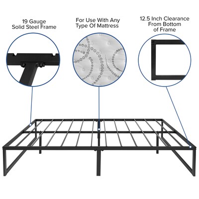 Flash Furniture Louis 14 Inch Metal Platform Bed Frame with 12 Inch Pocket Spring Mattress, Full (XUBD1012PSMF)