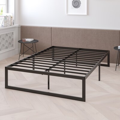 Flash Furniture Louis 14 Inch Metal Platform Bed Frame with 12 Inch Pocket Spring Mattress, Full (XUBD1012PSMF)