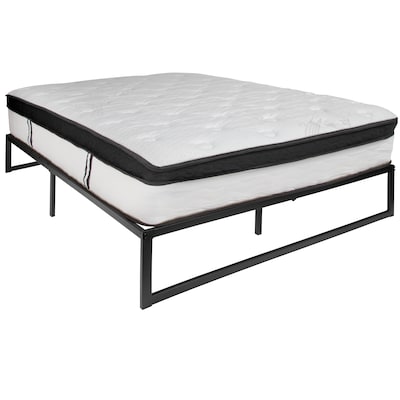 Flash Furniture Louis 14 Inch Metal Platform Bed Frame with 12 Inch Memory Foam Pocket Spring Mattre