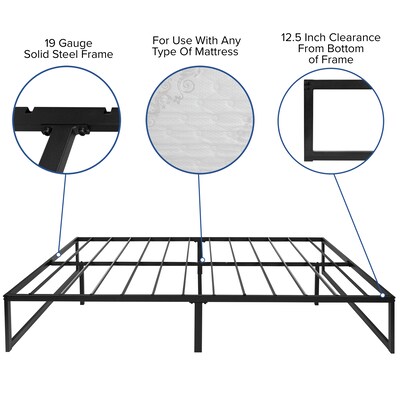 Flash Furniture Louis 14 Inch Metal Platform Bed Frame with 12 Inch Memory Foam Pocket Spring Mattress, Queen (XUBD1000112MFMQ)