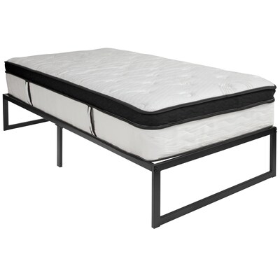 Flash Furniture Louis 14 Inch Metal Platform Bed Frame with 12 Inch Memory Foam Pocket Spring Mattre