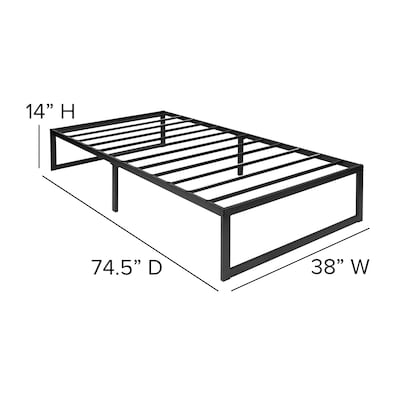 Flash Furniture Louis 14 Inch Metal Platform Bed Frame with 12 Inch Memory Foam Pocket Spring Mattress, Twin (XUBD1000112MFMT)
