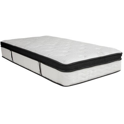 Flash Furniture Louis 14 Inch Metal Platform Bed Frame with 12 Inch Memory Foam Pocket Spring Mattress, Twin (XUBD1000112MFMT)