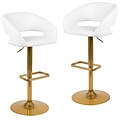 Flash Furniture Contemporary Vinyl Adjustable Height Barstool, White, 2-Pieces (2CH122070WHG)