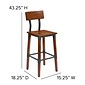 Flash Furniture Jackson Industrial Wood Rectangular Back Dining Barstool, Rustic Antique Walnut, 2-Pieces/Pack (2XUDGW0236B)