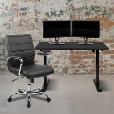 Flash Furniture Electric 27H - 44H Adjustable Standing Desk with Mid-Back Black Executive Office C