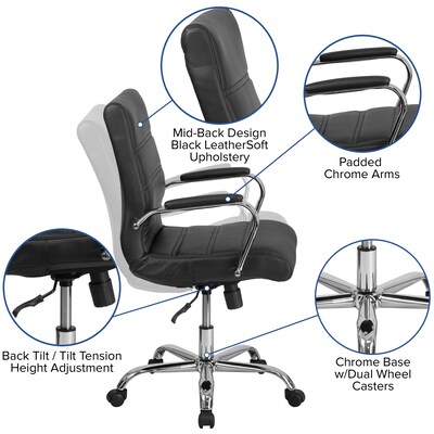 Flash Furniture Electric 27"H - 44"H Adjustable Standing Desk with Mid-Back Black Executive Office Chair, Black (BLN20462286BK)