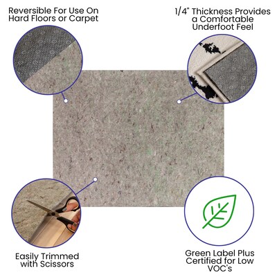 Flash Furniture Minnie Slide-Stop® Polyester 8' x 10' Rectangular Rug Pad, Gray (AFA110810F810GR)