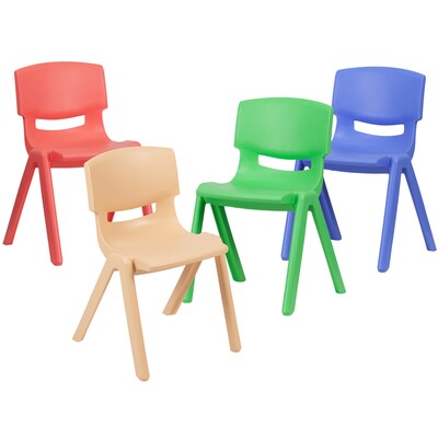 Flash Furniture Plastic Student Stacking Chair, Assorted, 4-Pieces (4YUYCX4004MULTI)