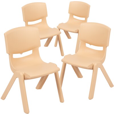 Flash Furniture Plastic Student Stacking Chair, Natural, 4-Pieces (4YUYCX4001NAT)