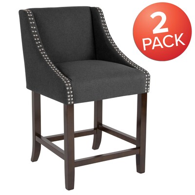 Flash Furniture Carmel Series Transitional Fabric Full Back Counter Stool, Charcoal, 2-Pieces (2CH18202024BKF)