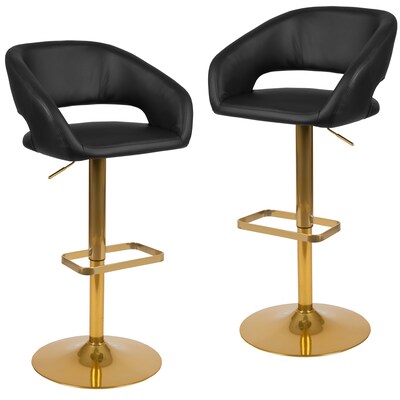 Flash Furniture Contemporary Vinyl Adjustable Height Barstool, Black, 2-Pieces (2CH122070BKG)